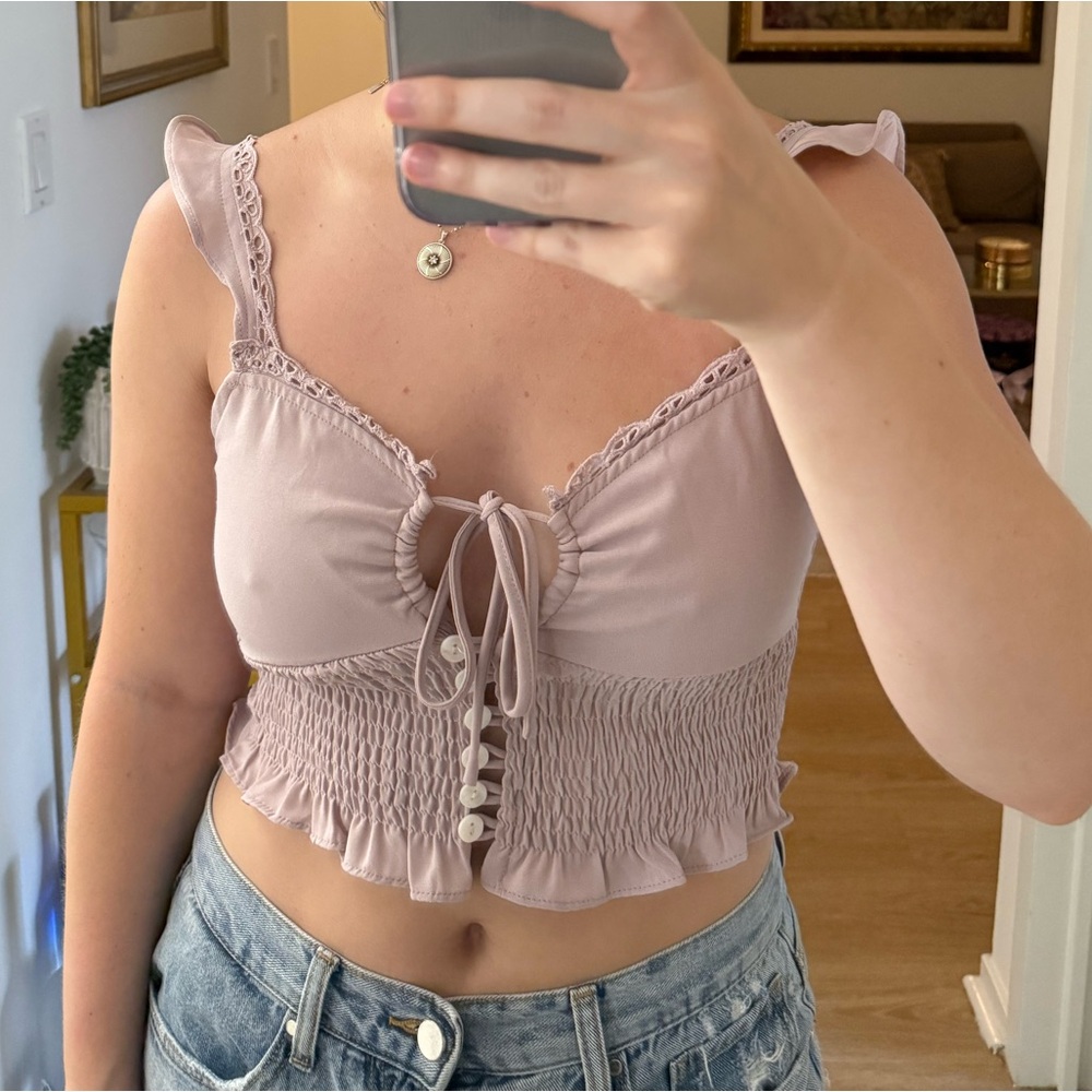 Women's Pink Ruffled Tank Top